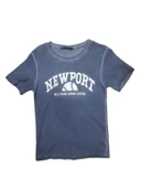 Myzen Kadın Newport Baskılı Yıkamalı Crop T-shirt M-03436 - 1