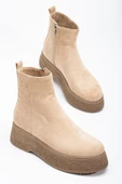 Kadın Bot Nude Kalın Taban Süet Bağsız Yüzüdüz thumbnail 1