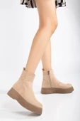 Kadın Bot Nude Kalın Taban Süet Bağsız Yüzüdüz thumbnail 2
