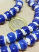 Mavi Renk Sırlı Seramik Boncuk Dizi 10-12mm/23cm (54156) thumbnail 2