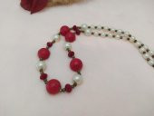 Hdmarketim Doğal Kırmızı Lâl Taşlı Sıra İncili Kolye thumbnail 2