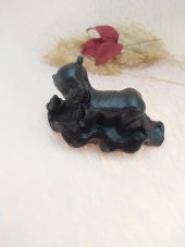 Reçine Yaprak Üstünde Sevimli Melek Kız Bebek Reçine Siyah Biblo Otantik - 1