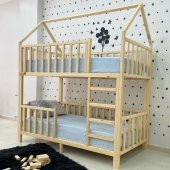 Markaawm Montessori Yatak Çatılı Doğal Ahşap Ranza Karyola - 4