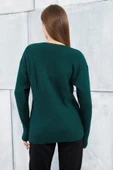 Lugmo Kadın Triko Hırka Kalp Nakışlı Standart Beden Zümrüt thumbnail 6