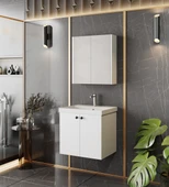 Karen Banyo Mimoza 60 Cm Mdf,lavabolu,aynalı Banyo Dolabı Seti,seramik Lavabo Dahil Beyaz Mdf - 1