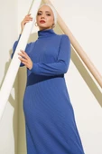 Fitilli Balıkçı Yaka Elbise Mavi thumbnail 2