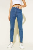 Likralı Skinny Jean Pantolon Orta Mavi - 2