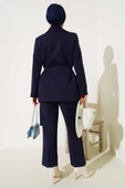 Yanları Tokalı Ceket İkili Takım Lacivert thumbnail 3