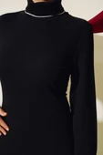 Fitilli Balıkçı Yaka Elbise Siyah - 4