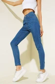 Likralı Skinny Jean Pantolon Orta Mavi - 1