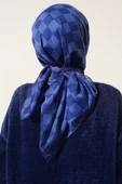Dama Desen Yazma Eşarp Saks - 3