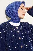 Dama Desen Yazma Eşarp Saks - 2