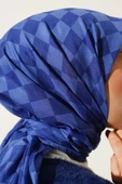 Dama Desen Yazma Eşarp Saks - 4