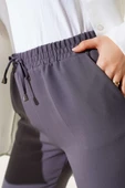 İp Detaylı Beli Lastikli Dar Paça Füme Pantolon - 4