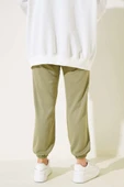 Bel İpli Paça Lastikli Jogger Pantolon Haki - 3