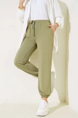 Bel İpli Paça Lastikli Jogger Pantolon Haki - 2