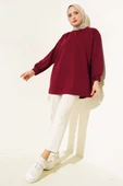 İki İplik Düz Tunik Bordo thumbnail 2