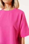 Oversize Basic T-shirt Fuşya - 4