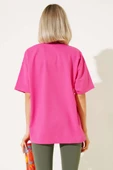 Oversize Basic T-shirt Fuşya thumbnail 3