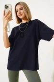 Oversize Basic T-shirt Lacivert thumbnail 1