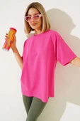 Oversize Basic T-shirt Fuşya - 2