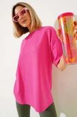 Oversize Basic T-shirt Fuşya - 1