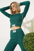 Armalı Büzgülü Crop İkili Takım Zümrüt thumbnail 2