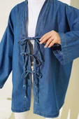 Önü İp Bağlamalı Kot Kimono Kot Mavisi thumbnail 4