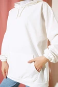 Kapüşonlu Oversize Sweat Ekru thumbnail 4