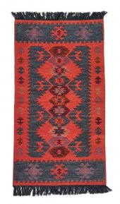 Shark Anatolia El Kilim Kurtağzı Gri Turuncu - 1