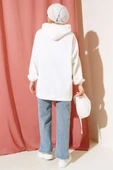 Kapüşonlu Oversize Sweat Ekru thumbnail 3