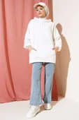 Kapüşonlu Oversize Sweat Ekru thumbnail 2