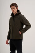 Cazador 24KCEED01047 Haki Erkek Soft Shell Kapişonlu Önü Fermuarlı 3 Cepli %96 Polyester %4 Elastan Silim Fit Mont - 4