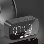 ALLY Q5 Bluetooth Hoparlör FM Radyo Dijital Masa Saati Alarm Uya - 4