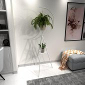 Dekoratif Metal Çiçeklik Saksı Askısı Dekoratif Saksılık Beyaz - 1