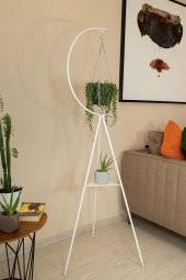 Dekoratif Metal Çiçeklik Saksı Askısı Dekoratif Saksılık Beyaz - 4