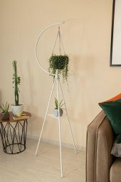 Dekoratif Metal Çiçeklik Saksı Askısı Dekoratif Saksılık Beyaz - 5