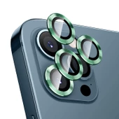 iPhone 12 Pro Kamera Lens Koruyucu Cam Metal Kenarlı 3lü Set - 7