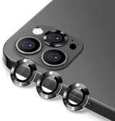 iPhone 12 Pro Kamera Lens Koruyucu Cam Metal Kenarlı 3lü Set - 3