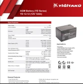 12 V 12 Ah-Amper Ups Kuru Tip Agm Yiğit Akü - 2