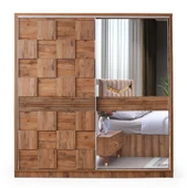 Cenevre Yatak Odası Ceviz Sürgülü ve Aynalı Bazasız Traversli Ücretsiz Nakliye ve Montaj - 3