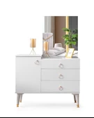 Palermo Şifonyer Makyaj Masası Aynalı Beyaz Ücretsiz Nakliye - 1