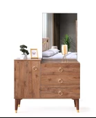 Cenevre Şifonyer Makyaj Masası Aynalı Ceviz Ücretsiz Nakliye - 1