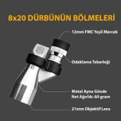 TriLine 8x20 HD Çözünürlük 1000m Görüş Taşınabilir Metal Monoküler Mini Cep Dürbün thumbnail 4