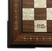 Helena Wood Art El Yapımı Masif Ahşap Sedefli Satranç Tablası Ceviz 59x59cm - 4