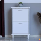 Modilayn UMAY Ayaklı Kapı Önü 52 x 90 x 26 cm’ lik 2 Düşer Kapak 4 Göz Bölmeli Ayakkabılık - 4