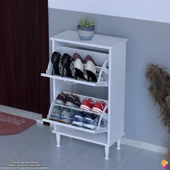 Modilayn UMAY Ayaklı Kapı Önü 52 x 90 x 26 cm’ lik 2 Düşer Kapak 4 Göz Bölmeli Ayakkabılık - 3