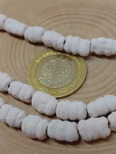 Beyaz Tırtıklı Mat Seramik Boncuk Dizi 10-12mm/33cm (54214) - 2