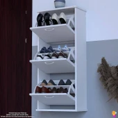 Modilayn VARBİ Asma Kapı Önü 52 x115x26 cm’ lik 3 Düşer Kapak 6 Göz Bölmeli Ayakkabılık - 3