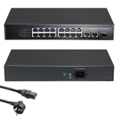 POE SWİTCH 16 PORT+2 UPLINK+1SFP 10/100 MBPS HC-G16F02G1SFPN - 1
